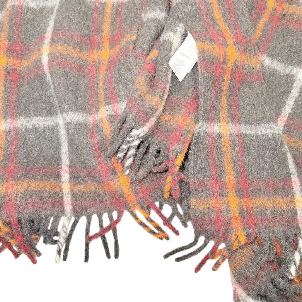 Golden Goose Alpaca Mohair Plaid Wrap Shawl Cape One Size Quiet Luxury Italy - Picture 5 of 12